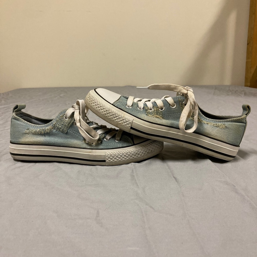 Pep Step Womens Light Wash Denim Distressed Low Top Sneakers Blue Size 7.5 - Picture 6 of 9